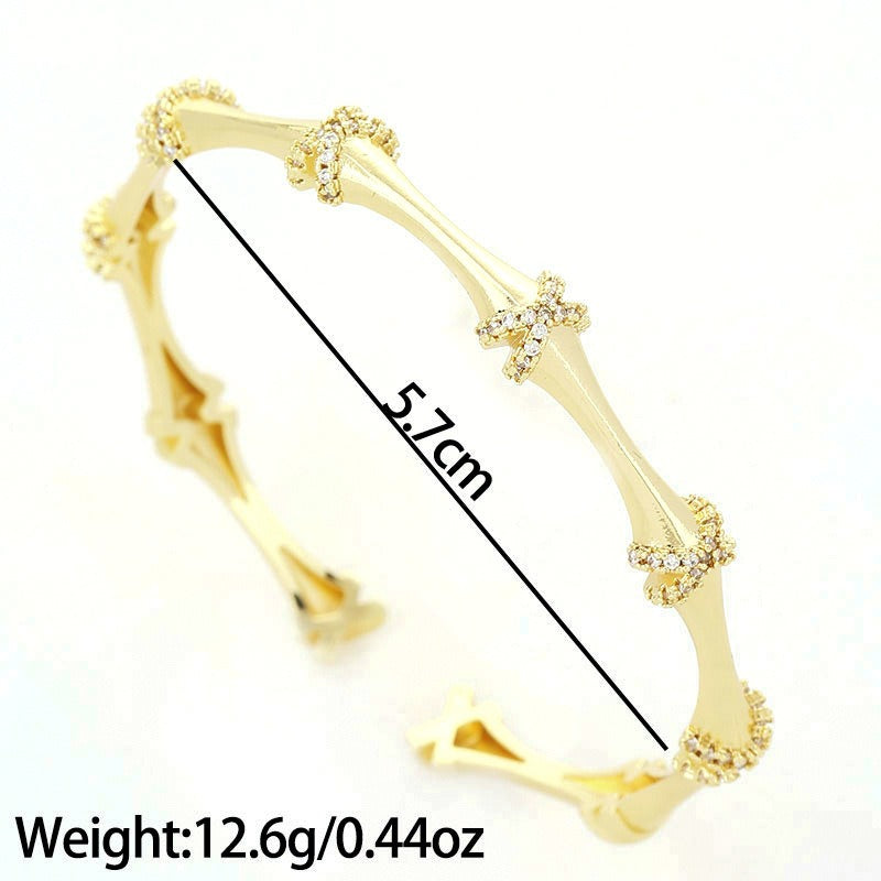 Skeleton Bracelet Copper Micro Inlaid Zircon Fashion Opening Handpiece