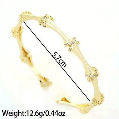 Skeleton Bracelet Copper Micro Inlaid Zircon Fashion Opening Handpiece