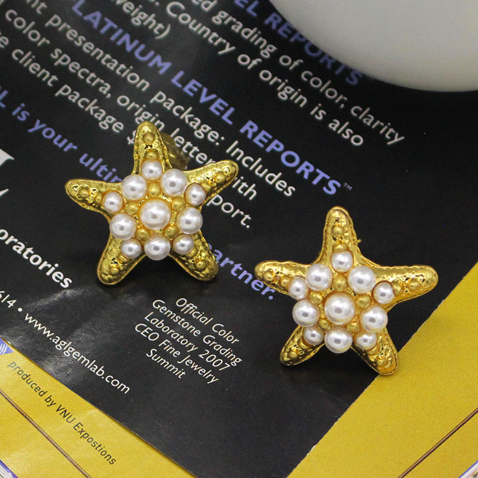 Vintage seaside vacation style starfish earrings, vintage earrings, classic and simple commuting earrings, niche earrings for women