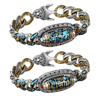 Product name: Turquoise Six-character Mantra Nine-eyed Dzi Bead Bracelet