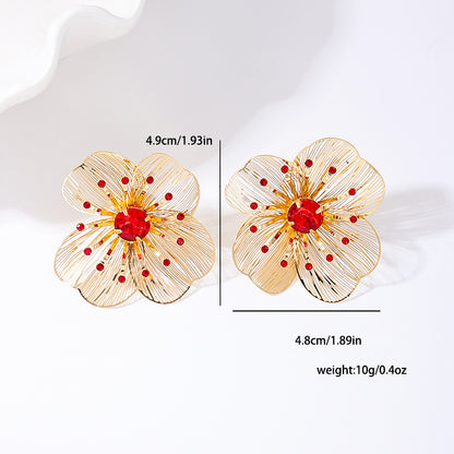 French style elegant large flower women's earrings suitable for travel and vacation