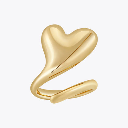 Mini Heart Ring For Women Bi Finger Brass Gold Plated Fashion Jewelry Copper Everydaywear Luck Romantic