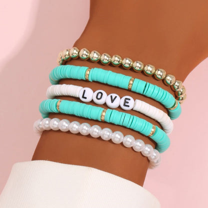 Colorful soft ceramic retro temperament pearl soft ceramic bracelet bracelet bracelet bracelet