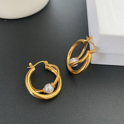 European and American style niche design, high-end fashion, irregular geometry, round vegetable wrapped earrings, retro earrings, earrings