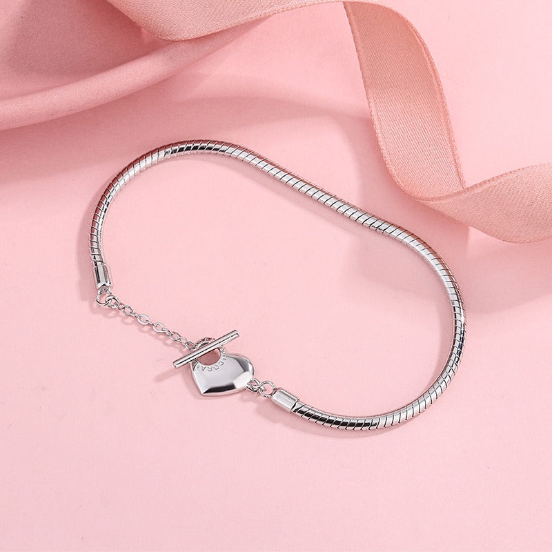 s925 love hollow letter bracelet for men and women OT buckle European and American simple hand jewelry