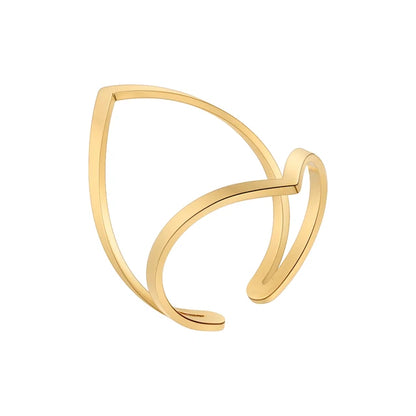 Double Sided Ring For Women  Gold Color Stainless Stee Fashion Jewelry Rings Cocktail