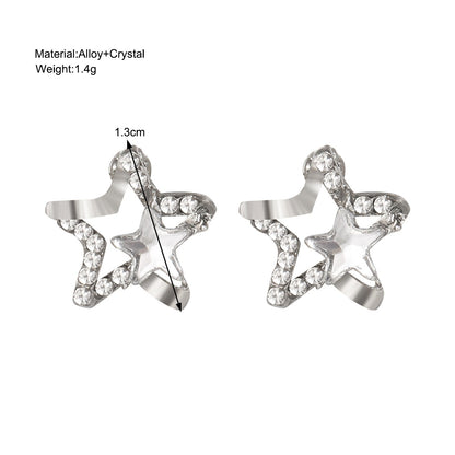 Super sparkling diamond inlaid hollowed out star zircon earrings for new women, fresh and delicate, light and luxurious, with a minimalist design for the niche