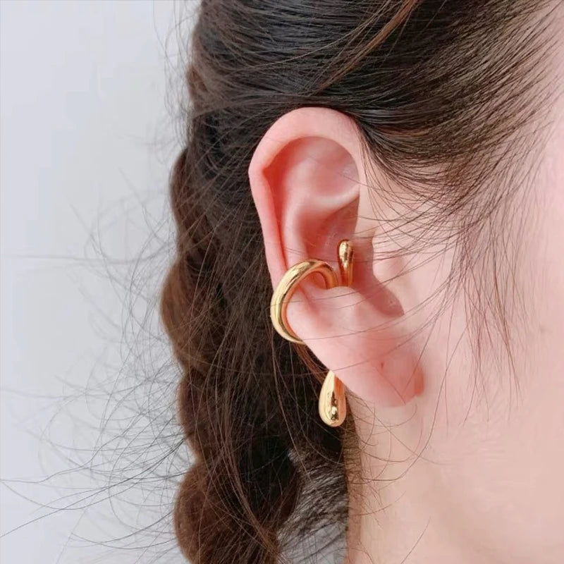 Irregular ear bone clip snake shaped ear clip temperament geometric earrings extremely simple style without ear holes earrings ﻿