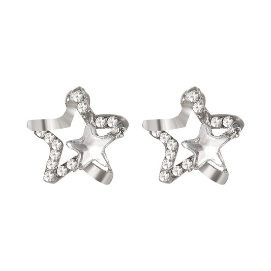 Super sparkling diamond inlaid hollowed out star zircon earrings for new women, fresh and delicate, light and luxurious, with a minimalist design for the niche