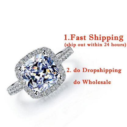 Simple Women Crystal 925 Sterling Silver Rings For Wedding Engagement Jewelry Accessory Fine Rhinestone Anillos Gift