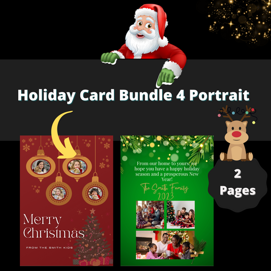 Holiday Card Bundle 4  Portrait - 2 Pages