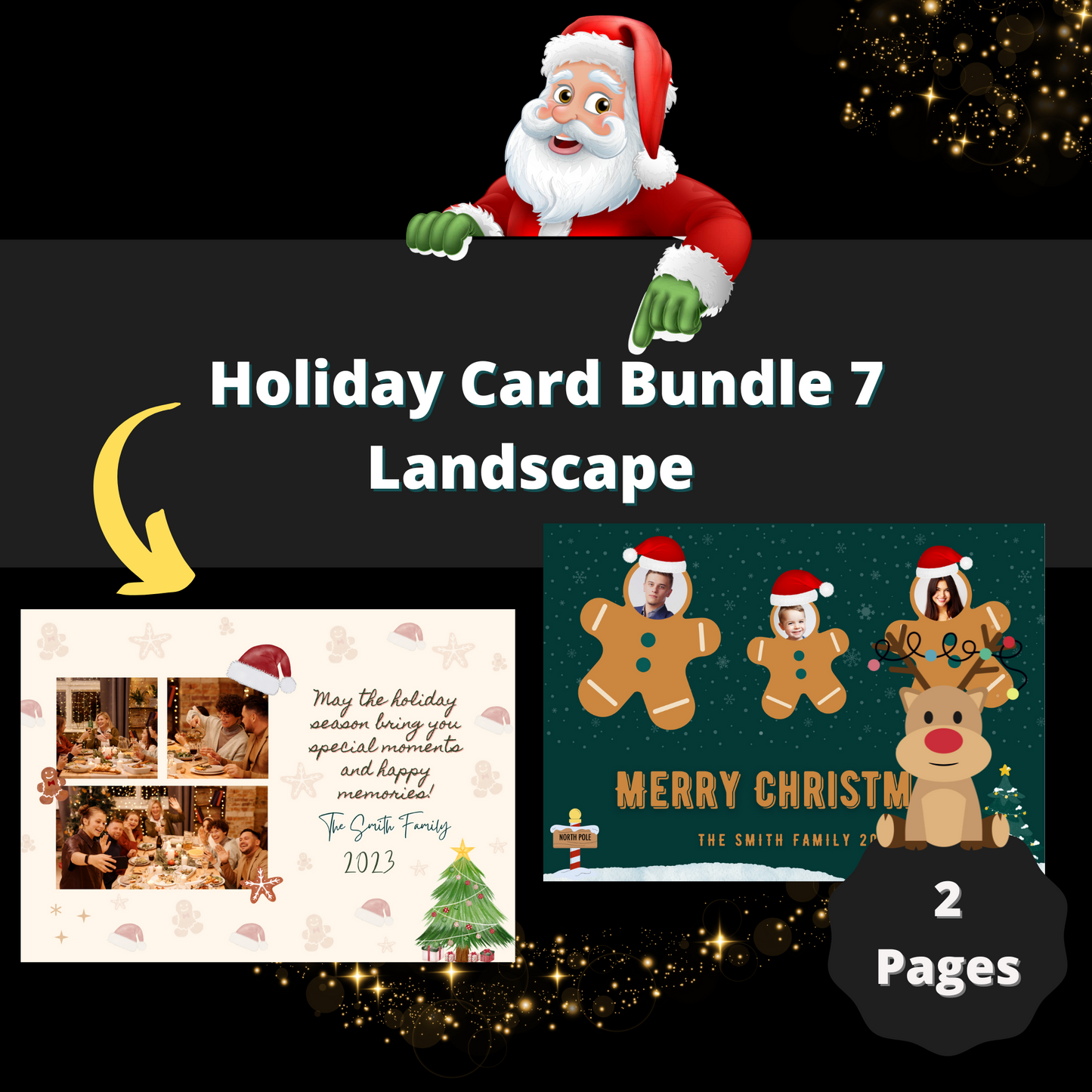 Holiday Card Bundle 7 Landscape - 2 Pages