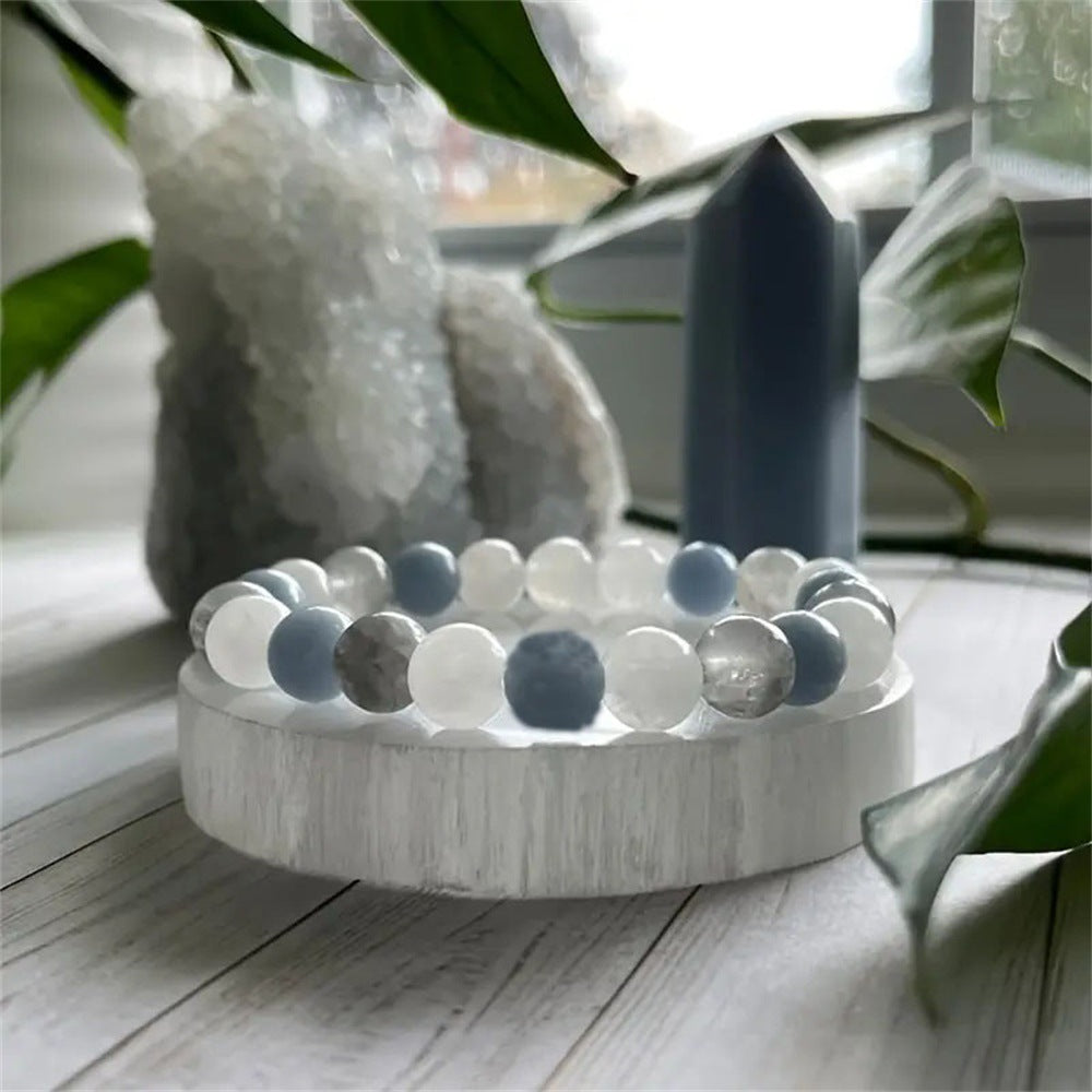 Aquamarine Natural Stone Bracelet Men And Women Same Ins Style