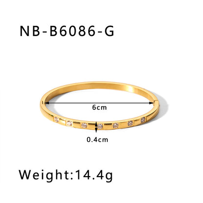 Zircon Titanium Steel Electroplated Bracelet