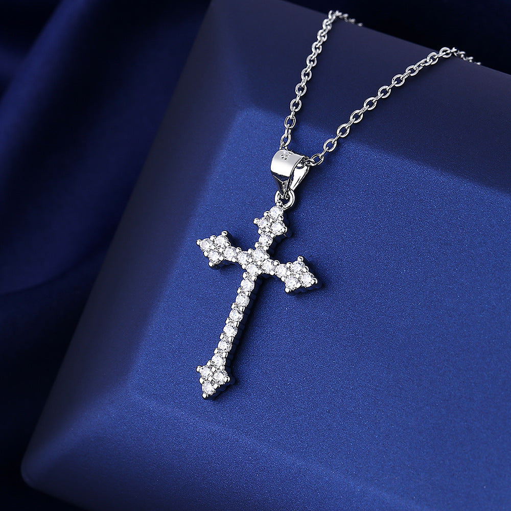 Necklace Simple Diamond Cross Pendant Cross-border E-commerce Wholesale