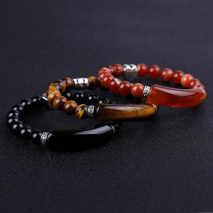 Fashion Striped Red Agate Heart Bracelet Women