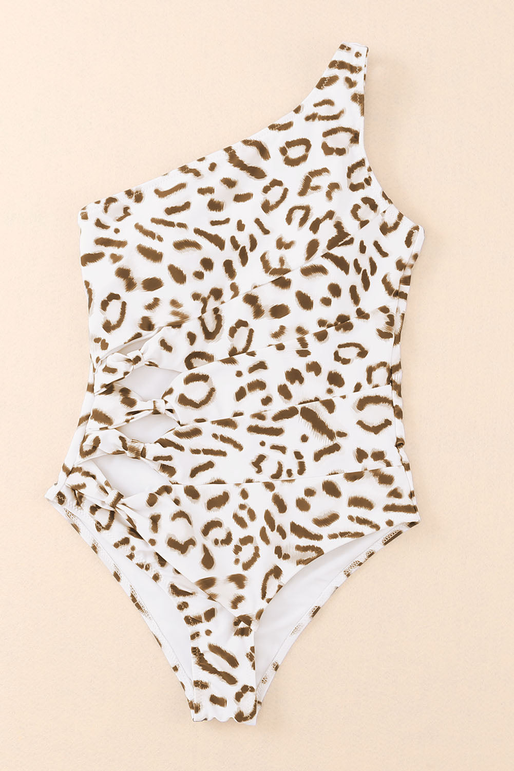 Leopard Print One Shoulder Hollow-out One-Piece Swimsuit