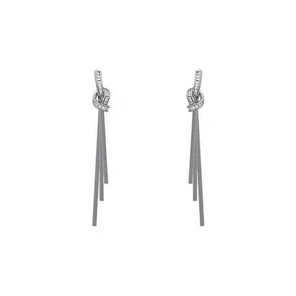 Niche Long Fringe Earrings Female Knot