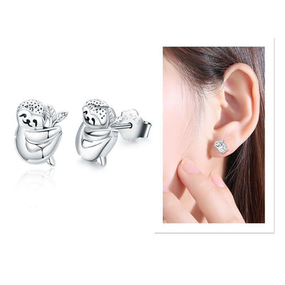 925 Sterling Silver Sloth Small Animal Hypoallergenic Earrings For Sensitive Ears