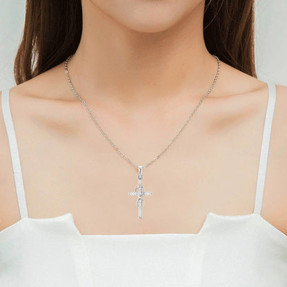 Alloy Pendant With Diamond And Eight-character Cross Necklace