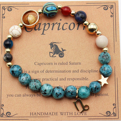 Eight Planets 12 Constellation Bracelet Natural Stone Hemp Stone