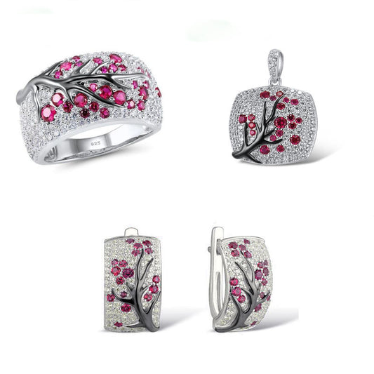 Romantic 925 Sterling Silver Women's Jewelry Set