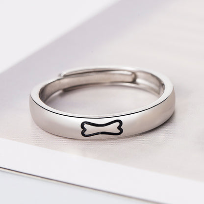 S925 Sterling Silver Love Couple Ring Simple Bracelet