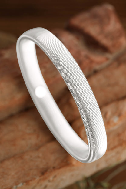 White Stretchy Plated Metal Wide Bangle