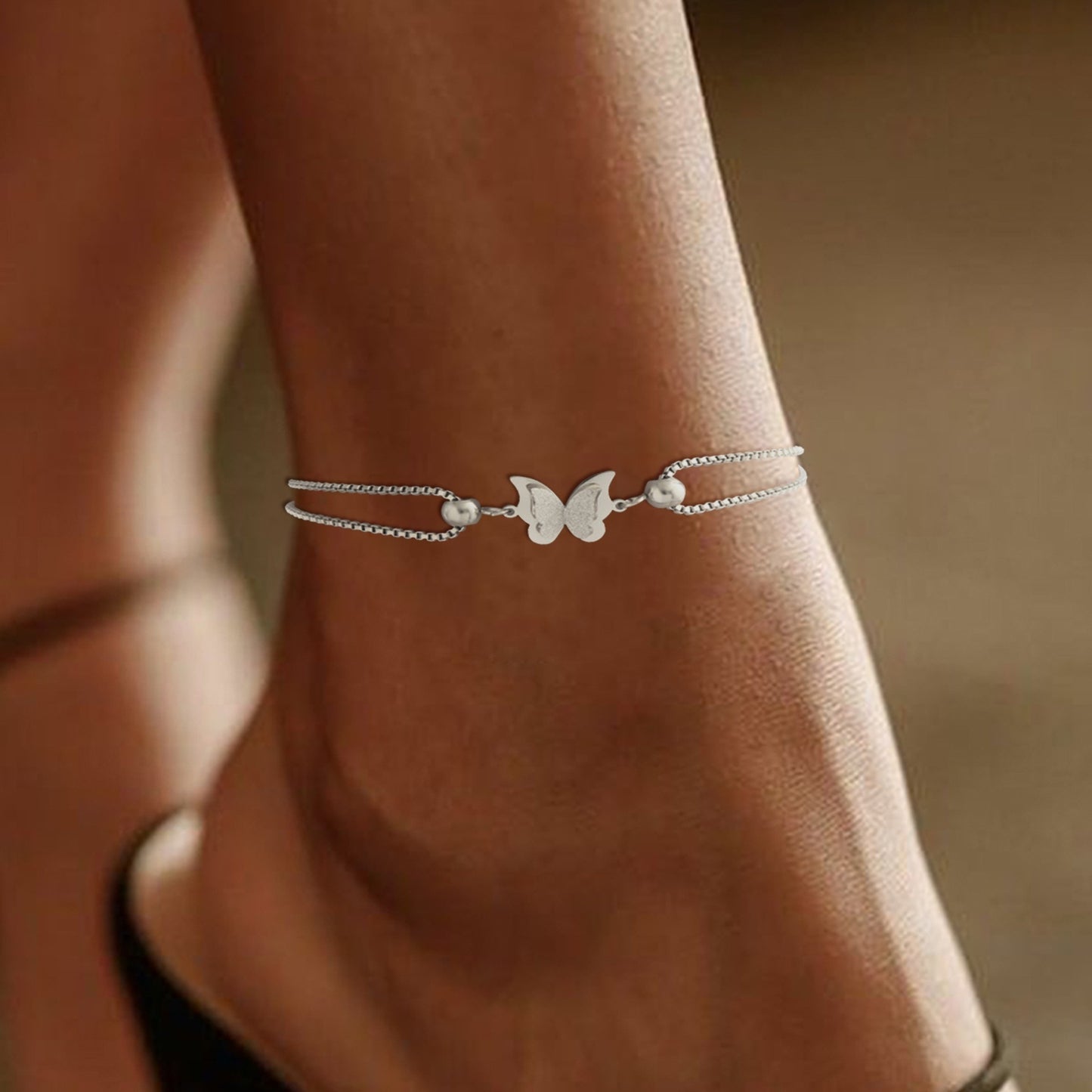 Europe And America Cross Border Butterfly Pendant Layered Anklet