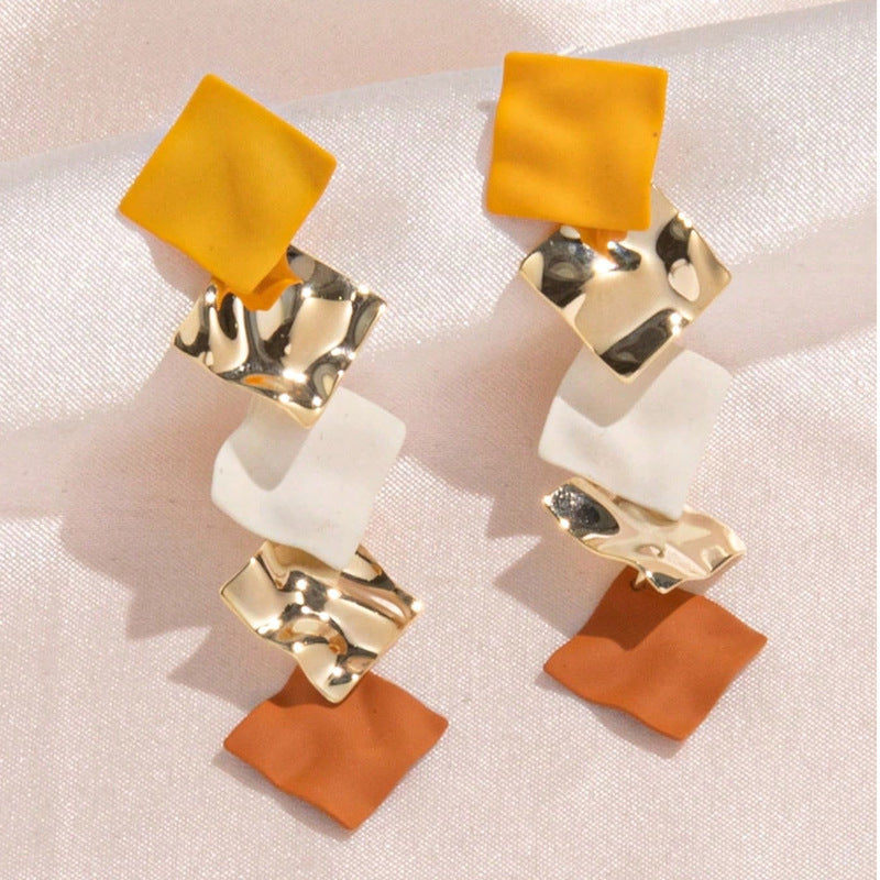 Pleated Irregular Ear Studs Long Geometric