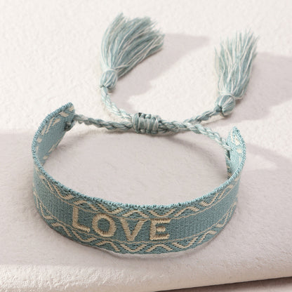 Trendy Handmade Weave Vintage Embroidery Letter Bracelet