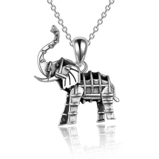 Sterling Silver Oxidized Elephant Pendant Necklace for Women and Men