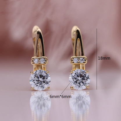 Jewelry Set Rose Gold Fashion Jewelry Round White Natural Zircon Earrings Ring Set