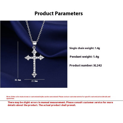 Necklace Simple Diamond Cross Pendant Cross-border E-commerce Wholesale