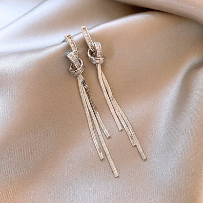 Niche Long Fringe Earrings Female Knot