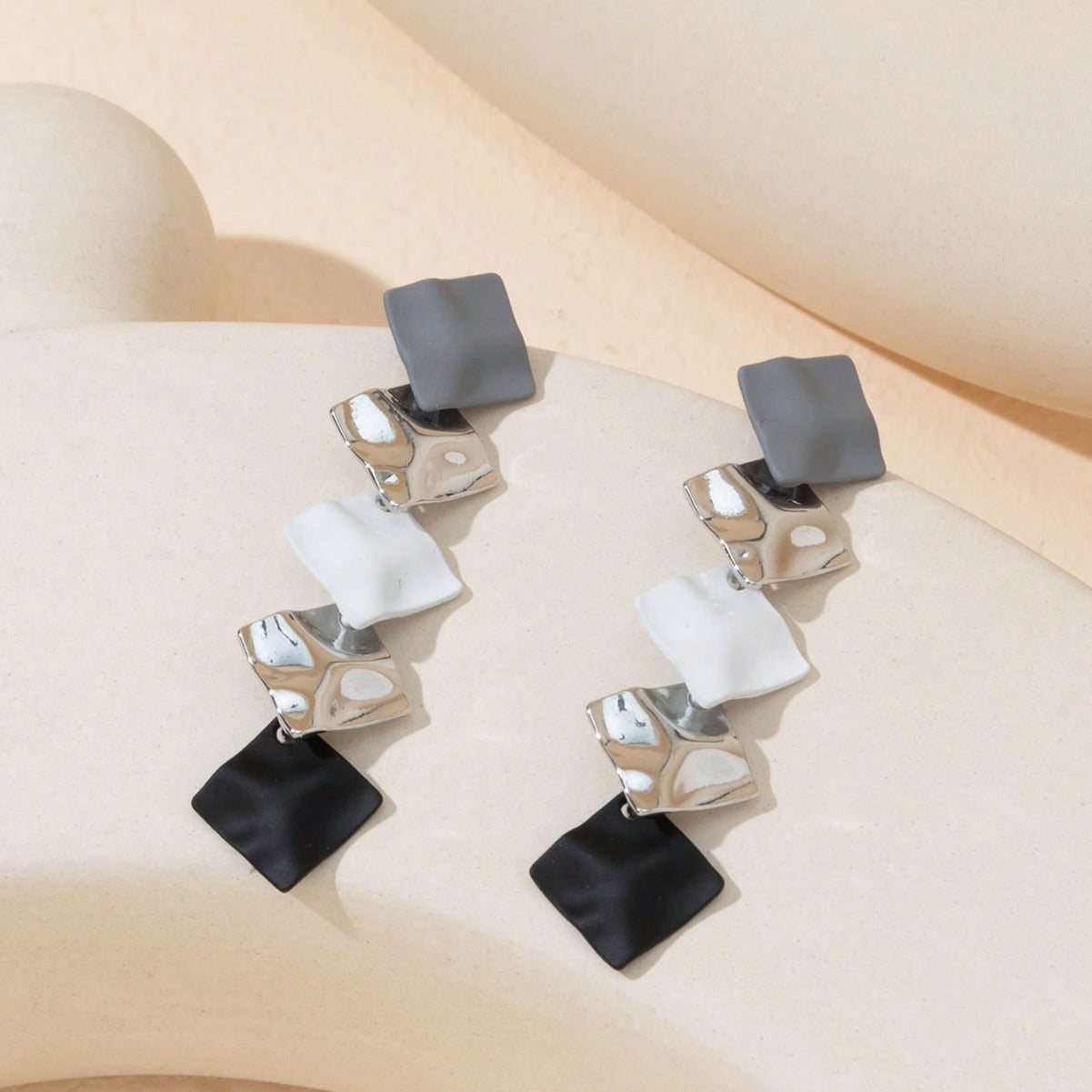 Pleated Irregular Ear Studs Long Geometric