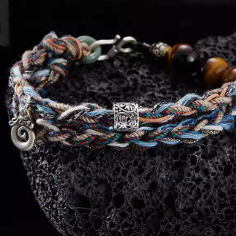 Handwoven 925 sterling silver bracelet for men and women