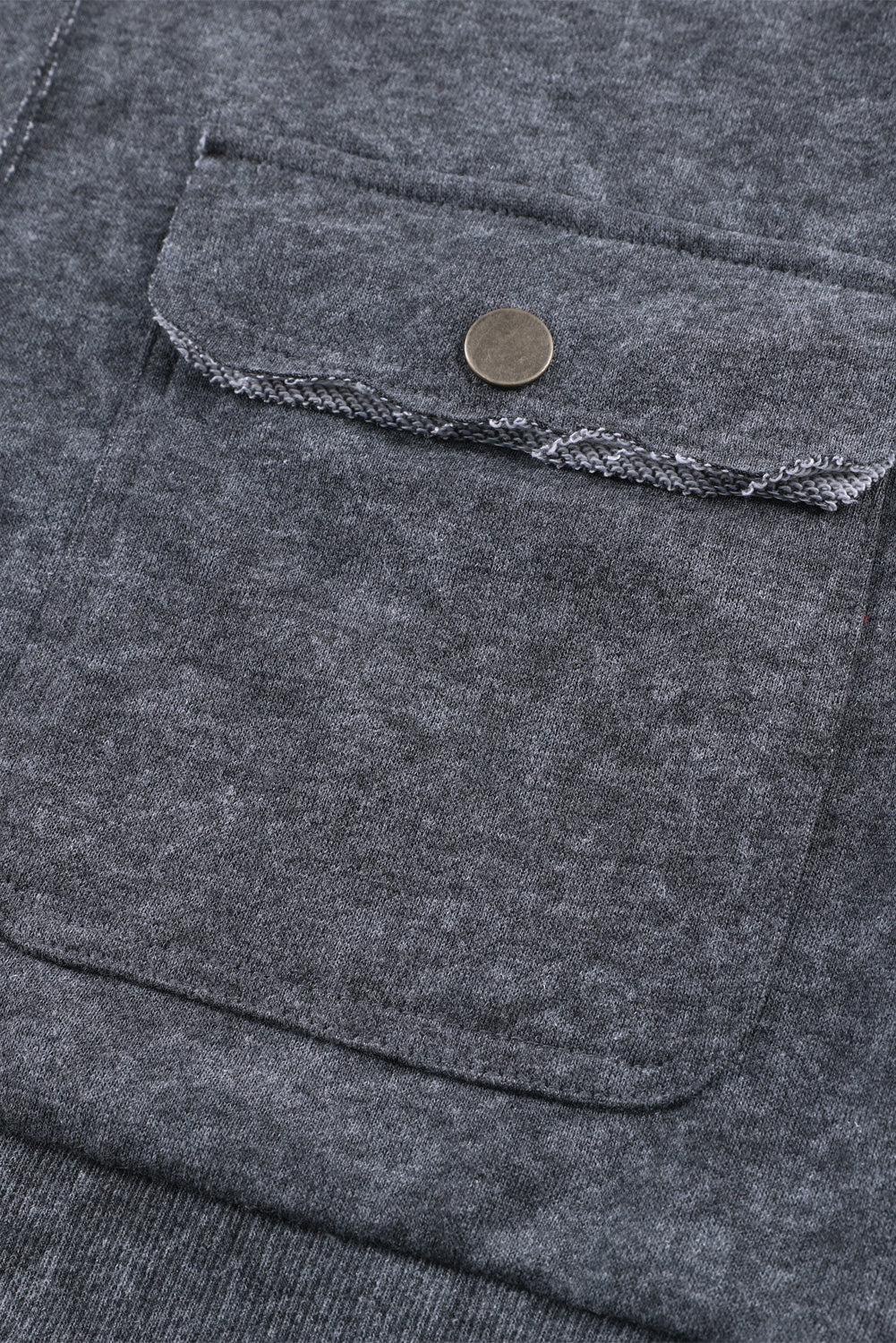 Gray Vintage Washed Flap Pocket Button Shacket