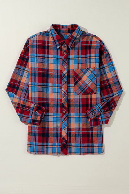 Red Plaid Print Loose Vintage Shirt