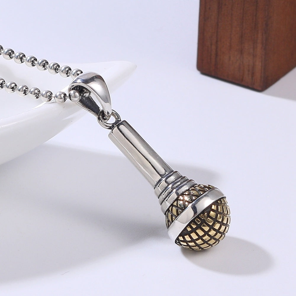 S925 Sterling Silver Microphone Pendant For Men And Women Hip Hop Trend Pendant