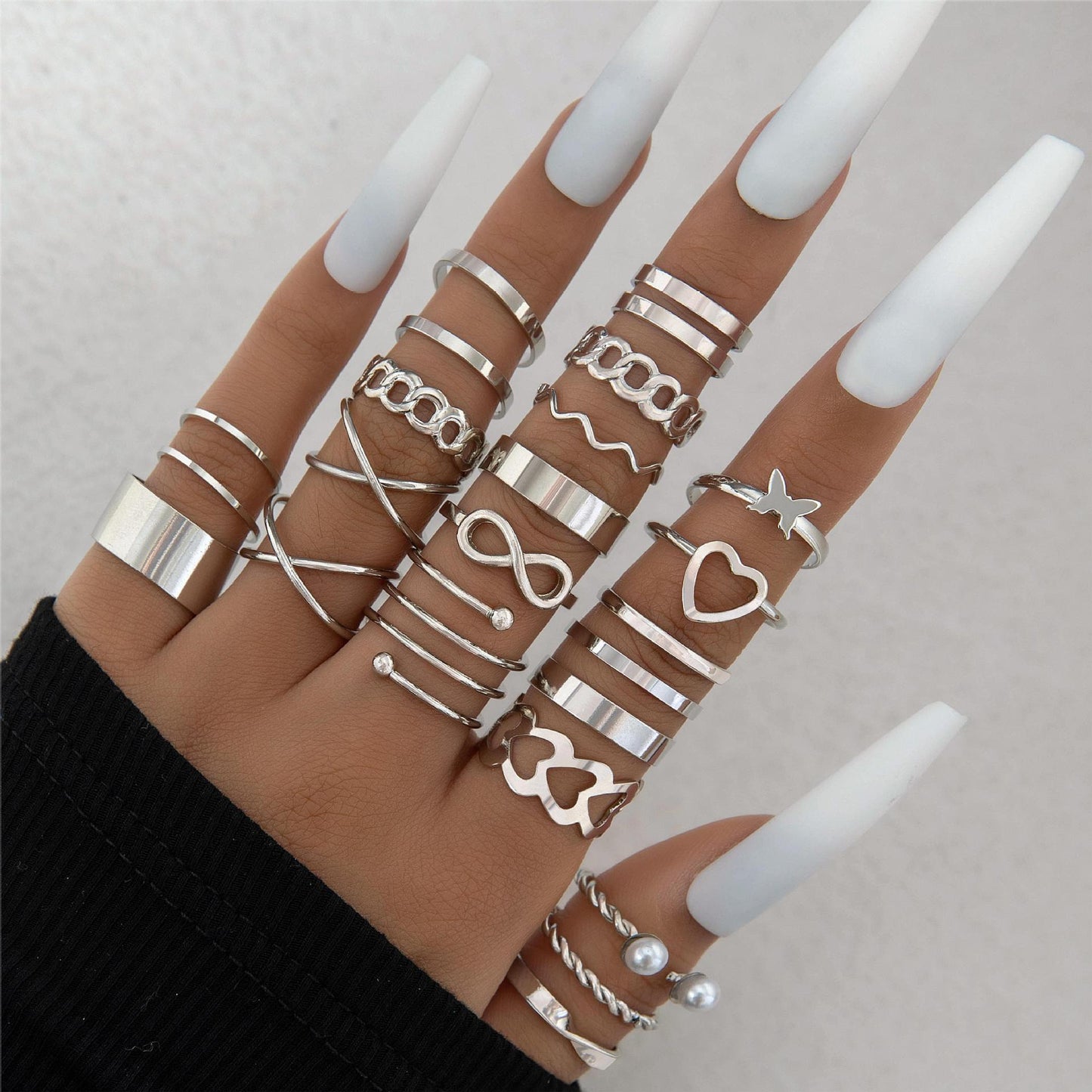 Fashionable And Versatile Leaf Love Ring Set