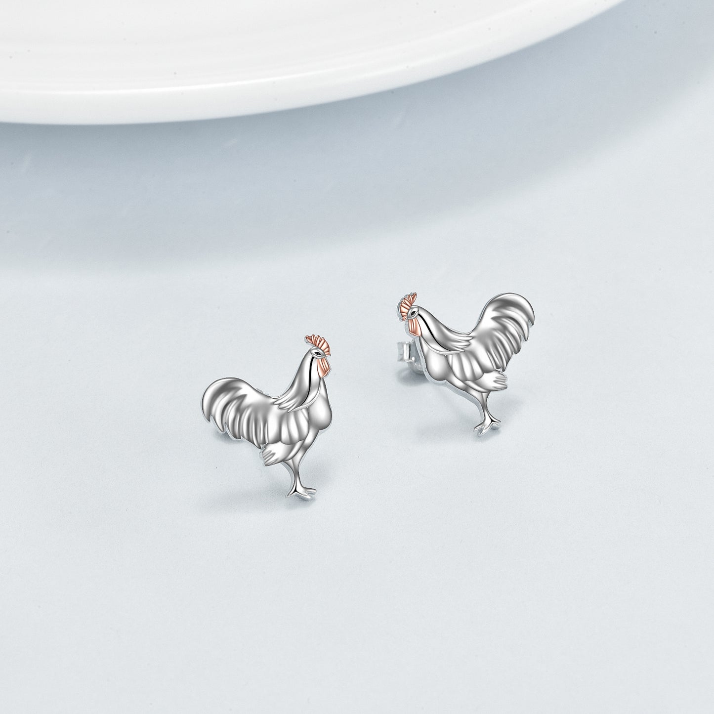 Chicken Stud Earrings 925 Sterling Silver Rooster Earrings Jewelry