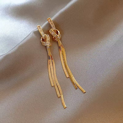 Niche Long Fringe Earrings Female Knot