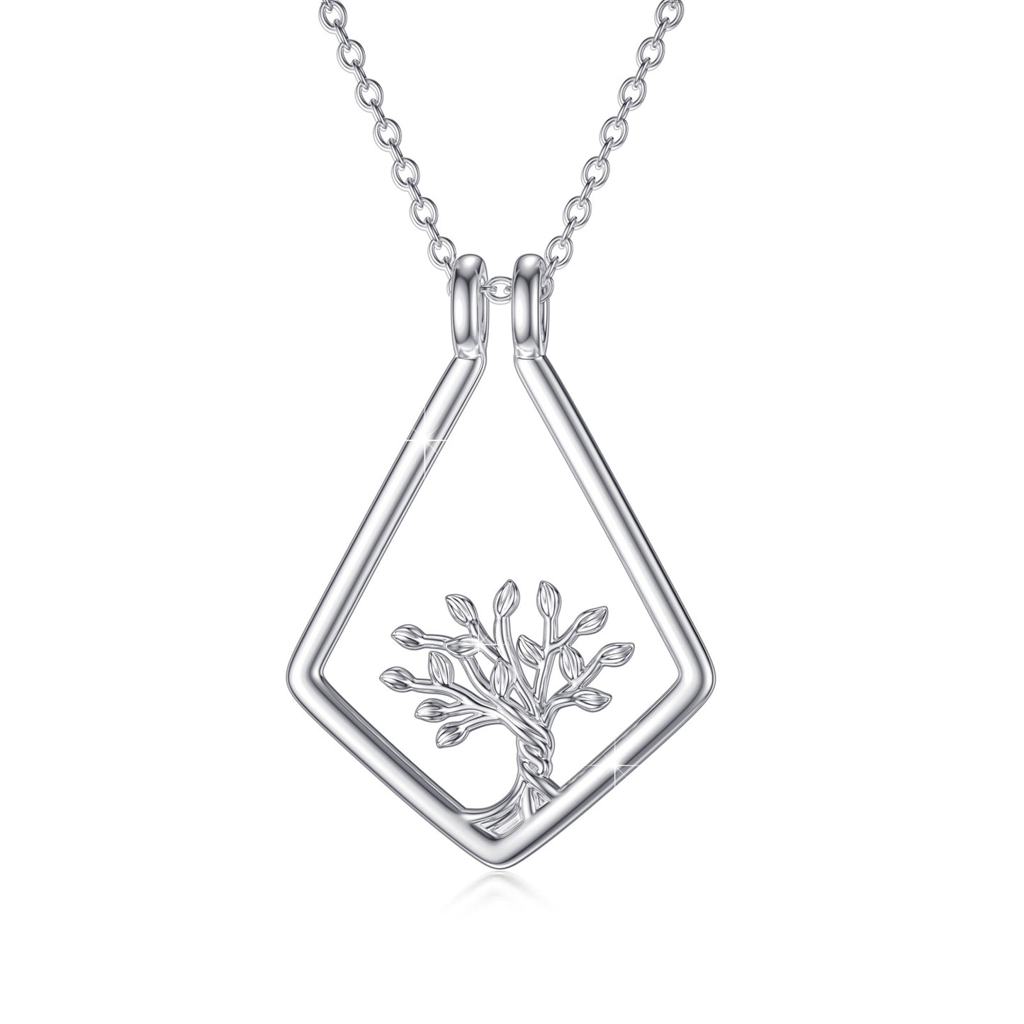 Tree of Life Ring Holder Pendant Necklace in 925 Sterling Silver