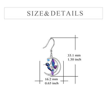 925 Sterling Silver Hummingbird Bird Stud Earrings Drop Earrings Jewelry Gift for Women