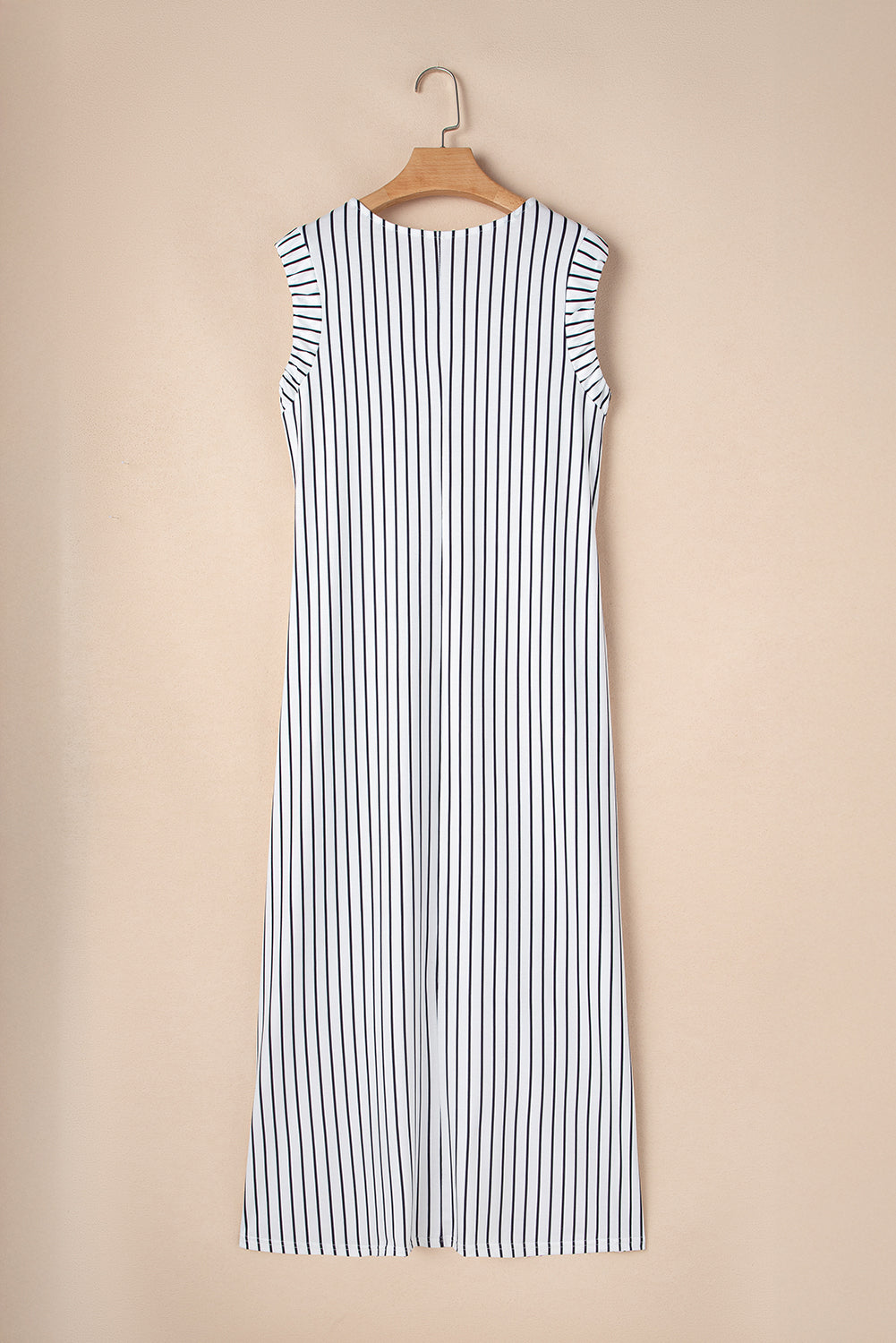 Black White Striped Vest Shift Maxi Dress