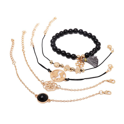 Fashion Turtle Drip Oil Tassel Bracelet Five Piece Set