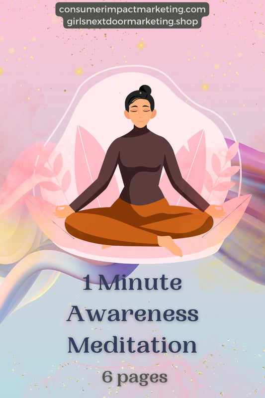 1-Minute Awareness Meditation Card Deck - 6 Pages - Girls Next Door Marketplace